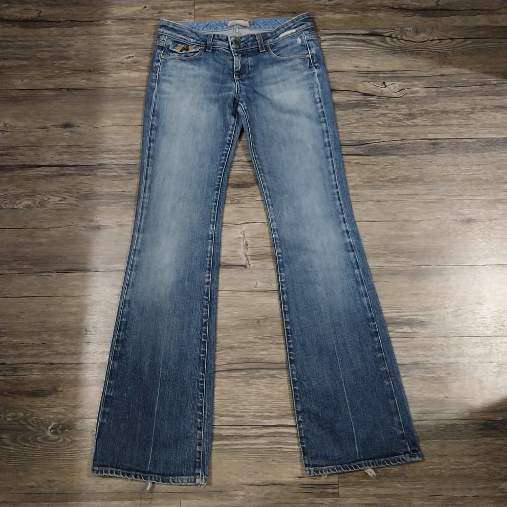 Paige Fairfax Flare Denim Jeans Womens Size 28 Distressed Bootcut Low Rise Jeans